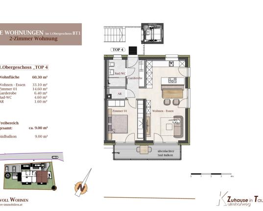Neubau-Wohnung (1. OG) mit Südbalkon, AUT