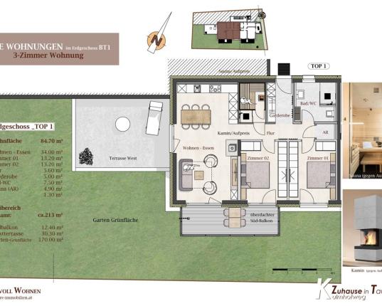 Neubau-Erdgeschoßwohnung mit Terrasse, Balkon und Garten, AUT